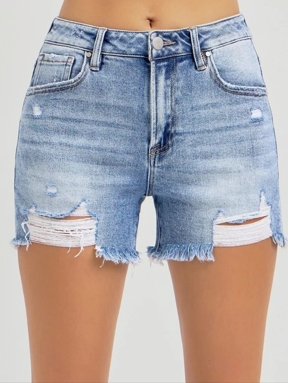 RISEN JEANS HIGH RISE DISTRESSED SHORTS RDS 6093 Size Medium